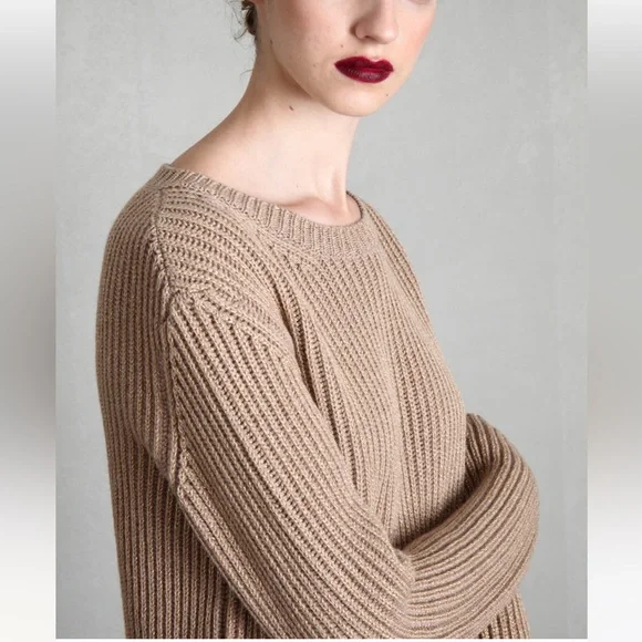 MaxMara label-cutWoman Anagni Fringed MetallicRibbed Wool-Blend Sweater Gold S,M - Picture 3 of 13